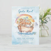 Noah's Ark Blue Waterverf Genderonthulling Kaart (Staand voorkant)