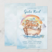 Noah's Ark Blue Waterverf Genderonthulling Kaart (Voorkant / Achterkant)