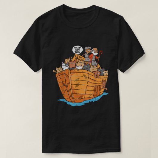 Noahs Ark Boat met Katten Religieuze Christelijke T-shirt (Design voorkant)