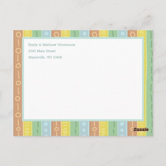 Noah's Ark Boho Baby Birth Announcement Briefkaart (Achterkant)