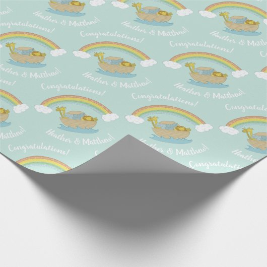 Noah's Ark Boho Baby shower Cadeaupapier (Hoek)