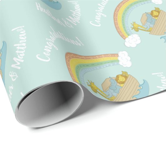 Noah's Ark Boho Baby shower Cadeaupapier (Rol Hoek)
