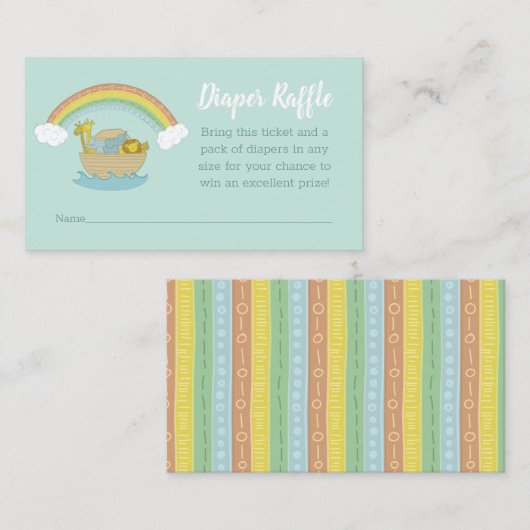Noah's Ark Boho Baby shower Diaper Raffle Informatiekaartje (Voorkant / Achterkant)