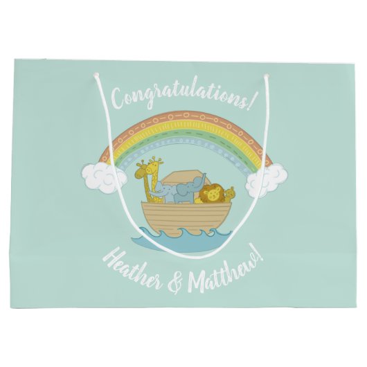 Noah's Ark Boho Baby shower Groot Cadeauzakje (Achterkant)