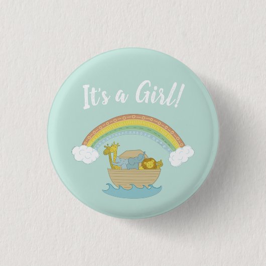 Noah's Ark Boho Baby shower Het is een meisje Ronde Button 3,2 Cm (Voorkant)