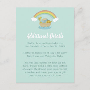 Noah's Ark Boho Baby shower Informatiekaartje