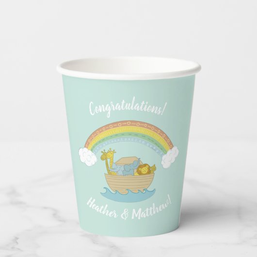 Noah's Ark Boho Baby shower Papieren Bekers (Achterkant)