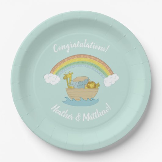 Noah's Ark Boho Baby shower Papieren Bordje (Voorkant)