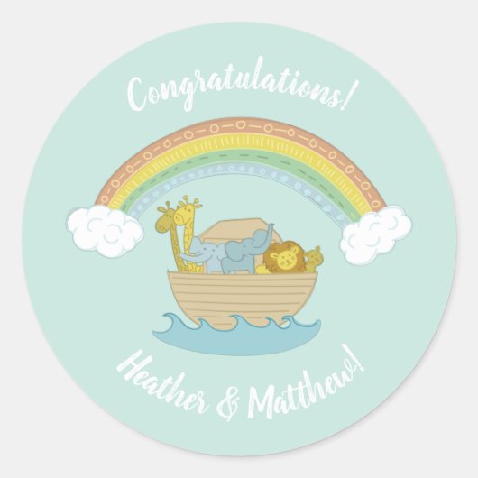 Noah's Ark Boho Baby shower Ronde Sticker (Voorkant)