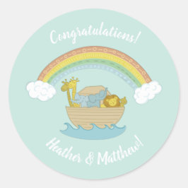 Noah's Ark Boho Baby shower Ronde Sticker
