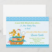 Noah's Ark Boy Baby shower Invitation 5x7 Card Kaart (Voorkant / Achterkant)