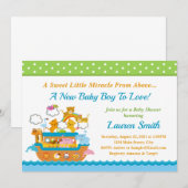 Noah's Ark Boy Baby shower Invitation 5x7 Card Kaart (Voorkant / Achterkant)