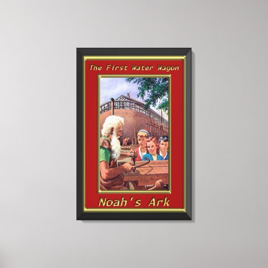 Noah's ark Building the Ship Red Lijst Canvas Afdruk (Voorkant)