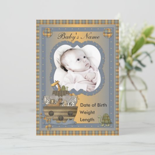 Noah's Ark Christelijke Baby Aankondigingen (Staand voorkant)