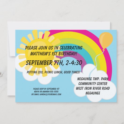 Noah's Ark Custom Verjaardag Kinder uitnodiging (Achterkant)