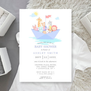 Noah's Ark Cute Animal Boat Baby shower Kaart