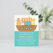 Noah's Ark, Cute Animals, Baby shower Kaart (Staand voorkant)
