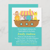 Noah's Ark, Cute Animals, Baby shower Kaart (Voorkant / Achterkant)