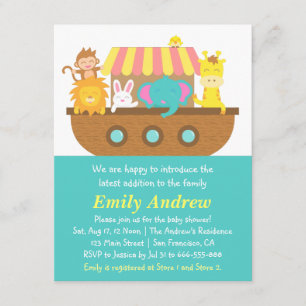 Noah's Ark, Cute Animals, Baby shower Kaart