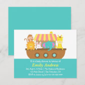 Noah's Ark, Cute Animals, Baby shower Kaart (Voorkant / Achterkant)