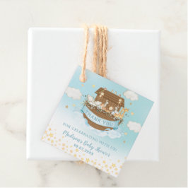 Noah's Ark Cute Animals Blue Birthday Baby shower Bedankjes Labels