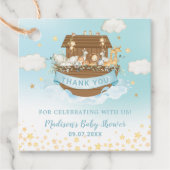 Noah's Ark Cute Animals Blue Birthday Baby shower Bedankjes Labels (Voorkant)
