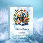 Noah's Ark Cute Animals Blue Boy Baby Shower Kaart