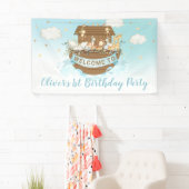 Noah's Ark Cute Animals Boy 1st Birthday Backdrop Spandoek (Insitu)