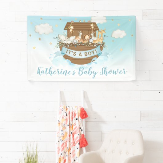 Noah's Ark Cute Animals Boy Baby shower Spandoek (Insitu)