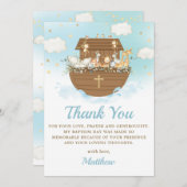 Noah's Ark Cute Animals Boy Baptism Christening Bedankkaart (Voorkant / Achterkant)