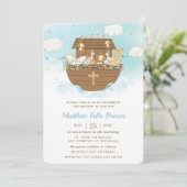 Noah's Ark Cute Animals Boy Baptism Christening Kaart (Staand voorkant)