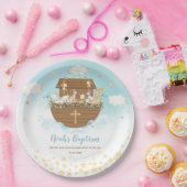 Noah's Ark Cute Animals Boy Baptism Christening Papieren Bordje (Feest)