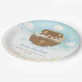 Noah's Ark Cute Animals Boy Baptism Christening Papieren Bordje (Gekanteld)