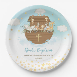 Noah's Ark Cute Animals Boy Baptism Christening Papieren Bordje
