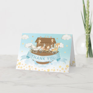 Noah's Ark Cute Animals Boy Birthday Baby shower Bedankkaart
