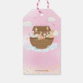 Noah's Ark Cute Animals Girl Baby shower Favor Cadeaulabel (Achterkant)