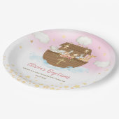 Noah's Ark Cute Animals Girl Baptism Christening Papieren Bordje (Gekanteld)