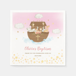 Noah's Ark Cute Animals Girl Baptism Christening Servet