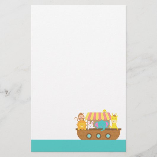Noah's Ark, Cute Animals voor kinderen Briefpapier (Voorkant)