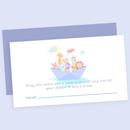 Noah's Ark Cute Baby shower Diaper Raffle Informatiekaartje