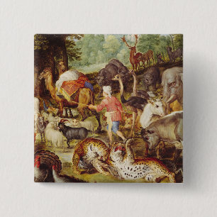 Noah's Ark, detail van de rechterkant Vierkante Button 5,1 Cm
