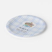 Noah's Ark Dieren Blue Gingham Papieren Bordje (Gekanteld)