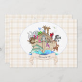 Noah's Ark Dieren Ivory Gingham Kaart (Voorkant / Achterkant)