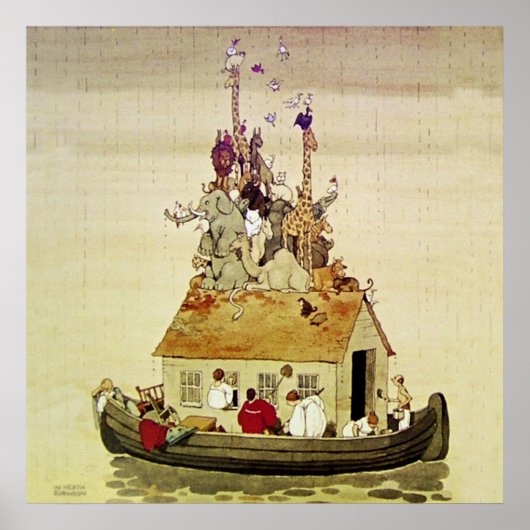 "Noah's Ark" door W Heath Robinson Poster (Voorkant)