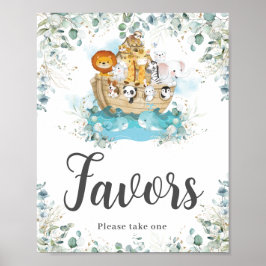Noah's Ark Eucalyptus Greenery Birthday Favors Poster