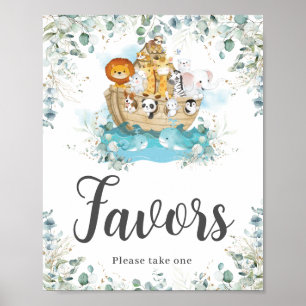 Noah's Ark Eucalyptus Greenery Birthday Favors Poster