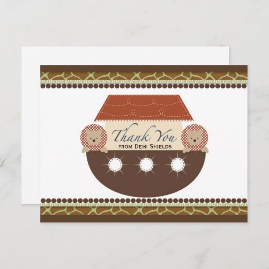 Noah's Ark Flat Dank je wel Card Briefkaart (Voorkant / Achterkant)