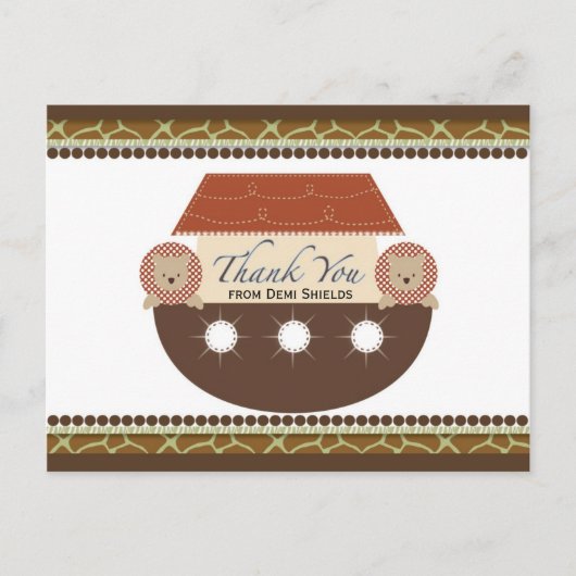 Noah's Ark Flat Dank je wel Card Briefkaart (Voorkant)