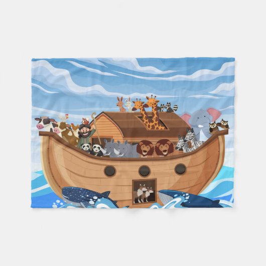 Noah's Ark Fleece Deken voor kinderen (Voorkant (Horizontaal))