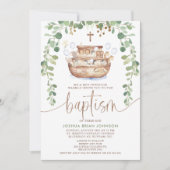 Noah's Ark Foliage Boys Doop Uitnodiging (Voorkant)